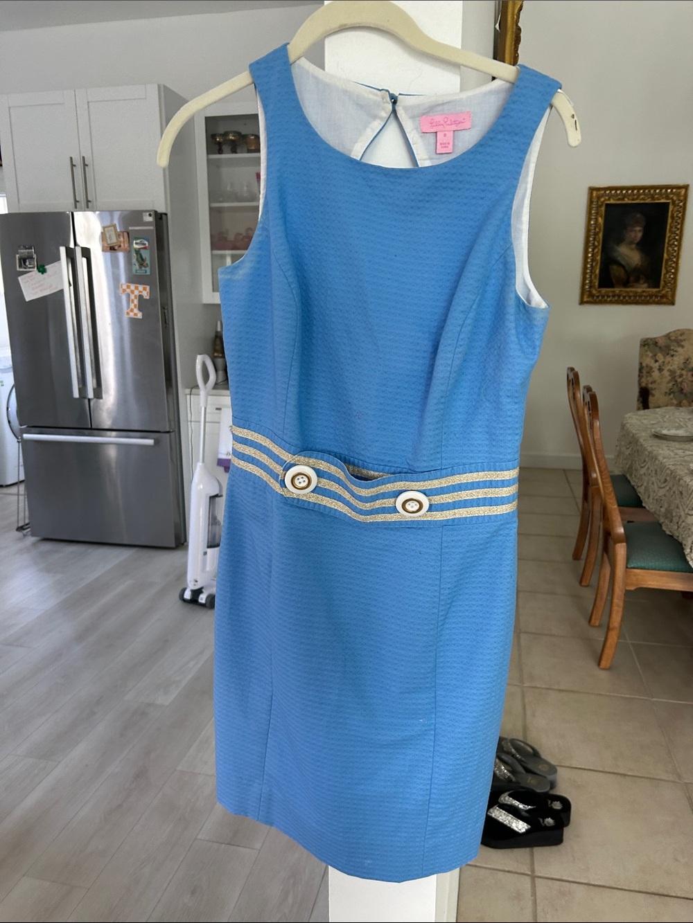 Lilly Pulitzer Sky Blue Sleeveless Mini Dress with Gold-Trim Waist